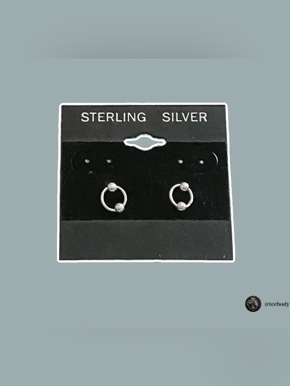 NWT Vtg 925 Sterling Silver Double Ball Illusion Hoop Stud Butterfly Back